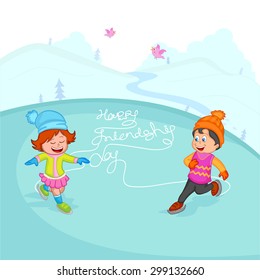 Friendship Day background with friends in vector