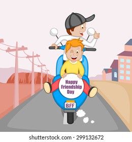 Friendship Day background with friends in vector