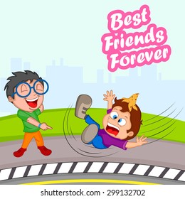 Friendship Day background with friends in vector