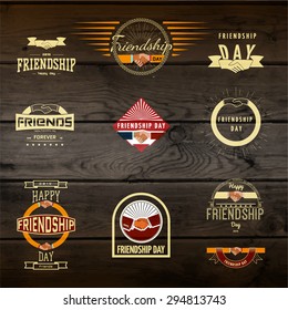 Friendship day badges logos and labels for any use, eg for design of cards or presentations