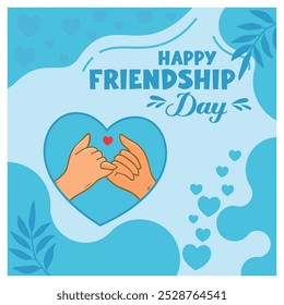 Friendship Day with a best friend's pinky promise. Blue color background. Friendship Day concept. Flat vector illustration.