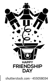 Friendship Day black logo icon isolated on white background. Vector illustration for International Friendship Day