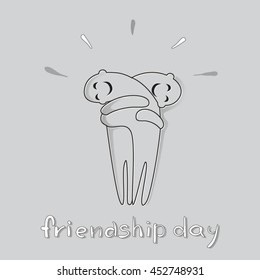 Friendship Day Cartoon Characters Embrace Friend Holiday Flat Vector Illustration