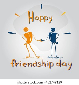 Friendship Day Cartoon Characters Holding Hands Friend Holiday Flat Vector Illustration
