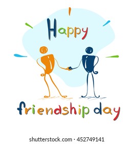 Friendship Day Cartoon Characters Holding Hands Friend Holiday Flat Vector Illustration