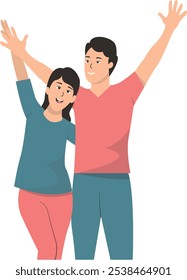 Friendship Day Character in Cute Pose Design. Vector Cartoon Illustration.
