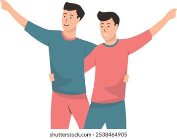 Friendship Day Character in Cute Pose Design. Vector Cartoon Illustration.