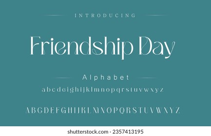 Friendship Day Font. Alphabet. Script. Typeface. Label .Vintage typeface. For labels and different type designs