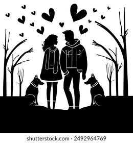 Friendship Day girl and boy black silhouette friendship day couple background.