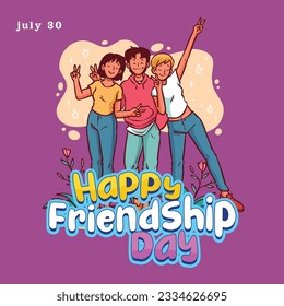 Friendship Day greeting card, happy holiday of amity. Abstract happy Friendship Day vector logo design, friendship day logo design