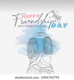 Friendship Day greeting card, happy friendship holiday, Happy international friendship day post template.