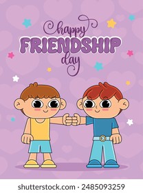 Friendship day Happy children cartoon kawaii Vector illustration