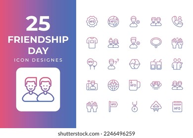 Friendship day Icons Set vector design