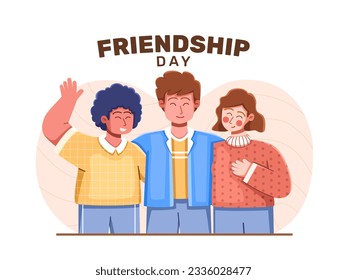 Friendship Day illustration with multicultural friends hugging together in joyous celebration. This depicted embodies the essence of unity, love, and togetherness among friends from diverse background