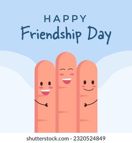 friendship day illustration with three happy finger face