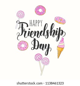 Friendship Day lettering calligraphy phrase. Hand drawn qoute