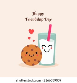 Friendship day with milk and cookies illustration