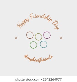 Friendship Day Olyampic Friends Badge and illustrated painted title. 