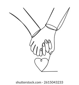 Friendship Day One continuous single line drawing of hand give love isolated