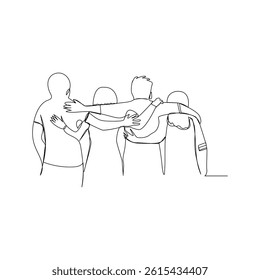 Friendship Day One continuous single line drawing of hand isolated on white background minimalism design.
