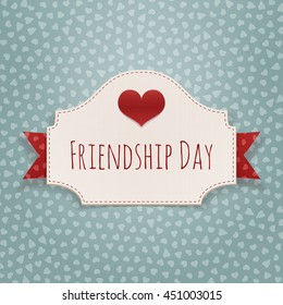 Friendship Day paper Badge with Text and Heart