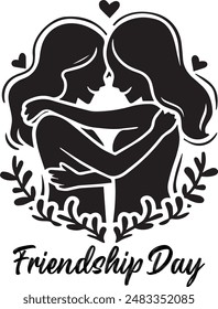 friendship day silhouette vector art.