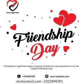 friendship day social media post design banner design heart friendship day social media post design
