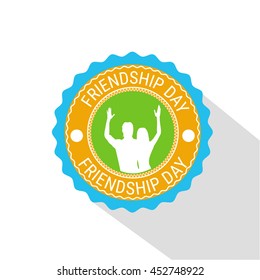 Friendship Day Stamp Pin Friend Holiday Flat Vector Illustration
