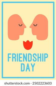 Friendship day two people with a flower who are friends and like each other