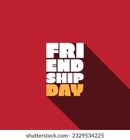 Friendship day typography design with long shadow on red background.