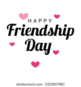 Friendship day typography greeting card creative idea with colorful background. Happy Friendship day vector illustration with text and love elements.