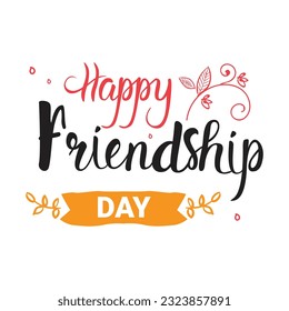 Friendship day typography greeting card creative idea with colorful background. Happy Friendship day vector illustration with text and love elements.