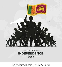 Cartão de saudação de tipografia do dia da amizade, faixa, cartaz. Feliz Dia da Independência do Sri Lanka, Cartão e Post. Feliz Dia da Independência com texto, bandeira e ilustração do vetor do Exército do Sri Lanka