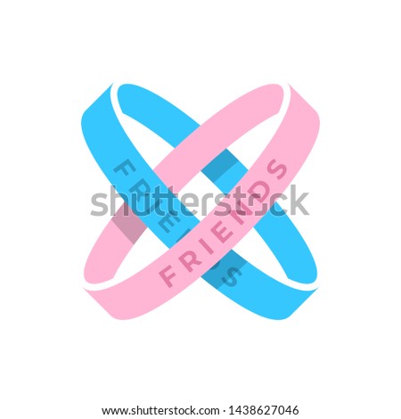 Friendship Day vector isolated flat pinck and blue rubbers friendship bracelets