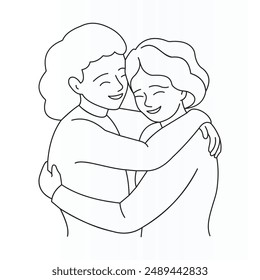 Friendship Day vector line art illustration design