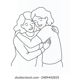 Friendship Day vector line art illustration design