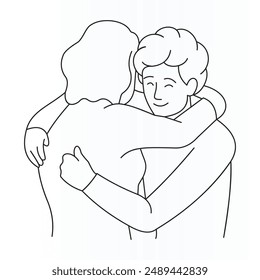 Friendship Day vector line art illustration design