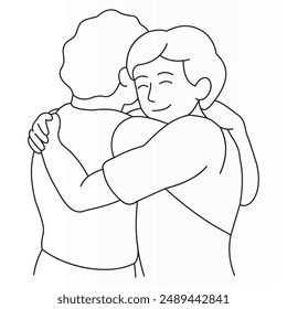 Friendship Day vector line art illustration design