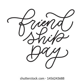 Friendship day vector typographic design. Greeting for badge, icon, card, postcard, logo, banner, tag. T-shirt for best friends. Handwritten lettering of Friendship Day. 