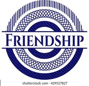 Friendship emblem with denim texture