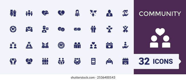 Friendship filled icon collection. Contains related to ui, service, solid, interaction, partnership, fun and more. Perfect for logos and infographics. Vector illustration in modern solid style.