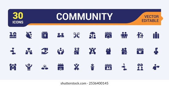 Friendship filled icon collection. Contains related to ui, service, solid, interaction, partnership, fun and more. Perfect for logos and infographics. Vector illustration in modern solid style.