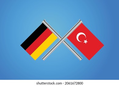 Friendship flags between Germany and Turkey to show Diplomatic relationship between two countries
