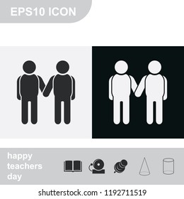 Friendship flat black and white vector icon.