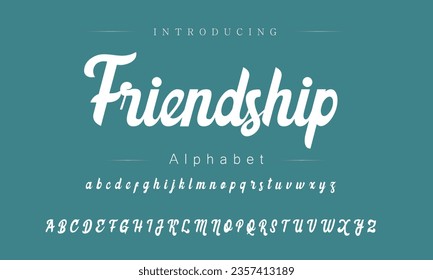 Friendship Font. Alphabet. Script. Typeface. Label .Vintage typeface. For labels and different type designs