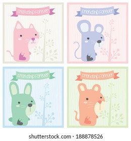 Friendship forever animals greeting card design