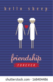 friendship forever sheep poster template vector/illustration / background/ greeting card