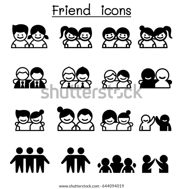 Friendship Friend Icon Set Thin Line Stock Vector (Royalty Free ...