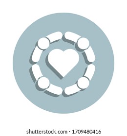 Friendship, friends, heart badge icon. Simple glyph, flat vector of friendship icons for ui and ux, website or mobile application