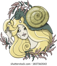 Friendship of a girl and a snail